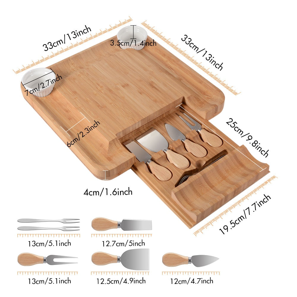 BAMBOO Handle Cheese Knives Board Set