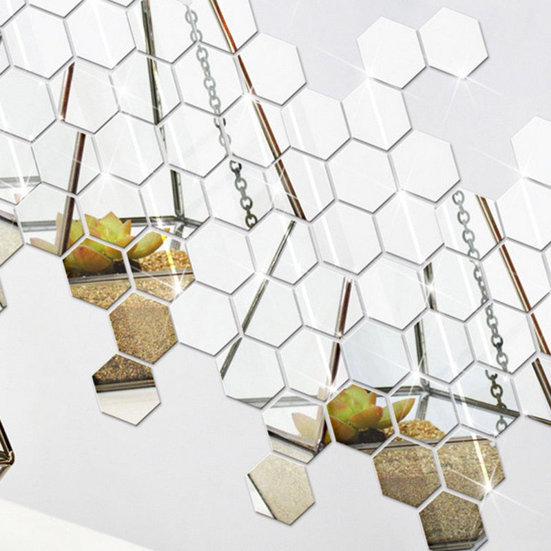 3D Mirror Wall Stickers Hexagon