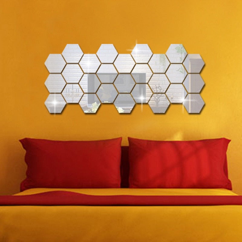 3D Mirror Wall Stickers Hexagon