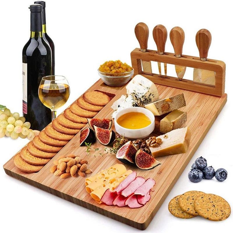 Bamboo Cheese Board With Knife Set