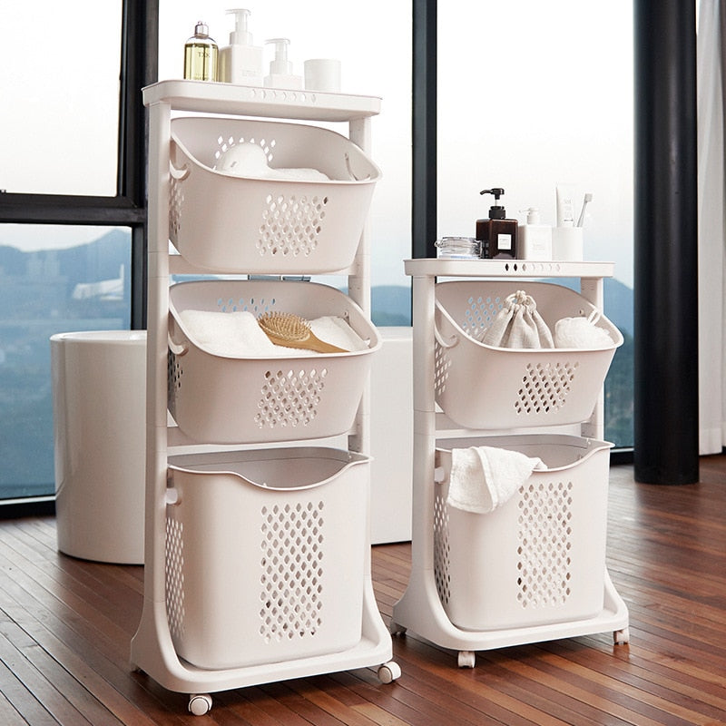 2 | 3 Tier Laundry Basket With Wheels